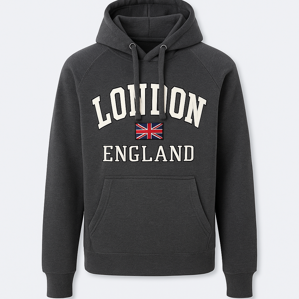 London England Appliqué  Hooded Sweatshirt Unisex