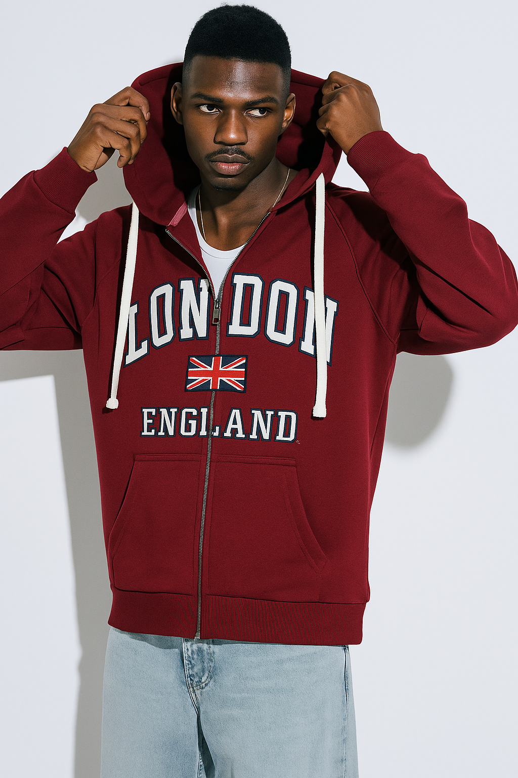 London England Front Zip Hoodies