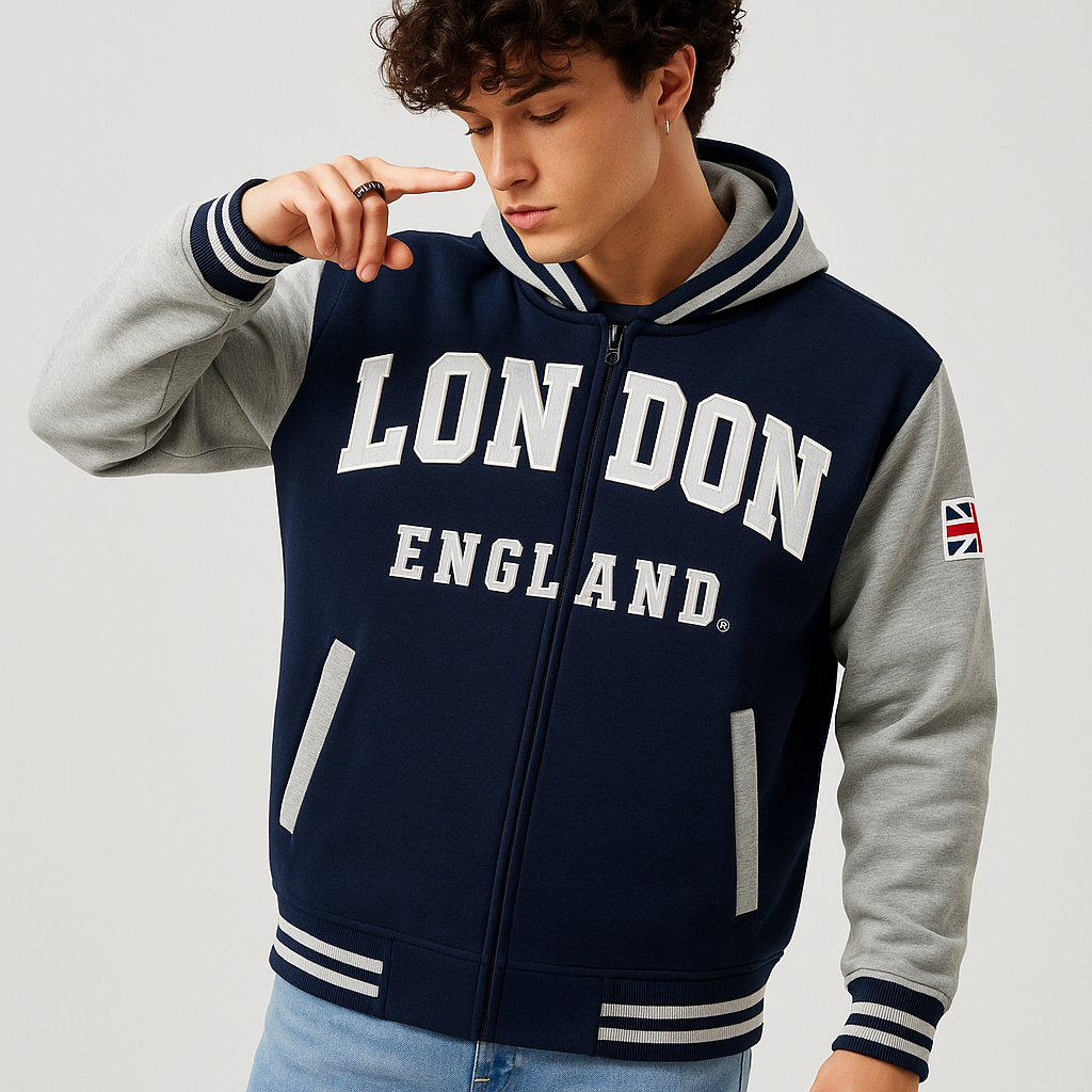 London England Baseball Zipper Jacket