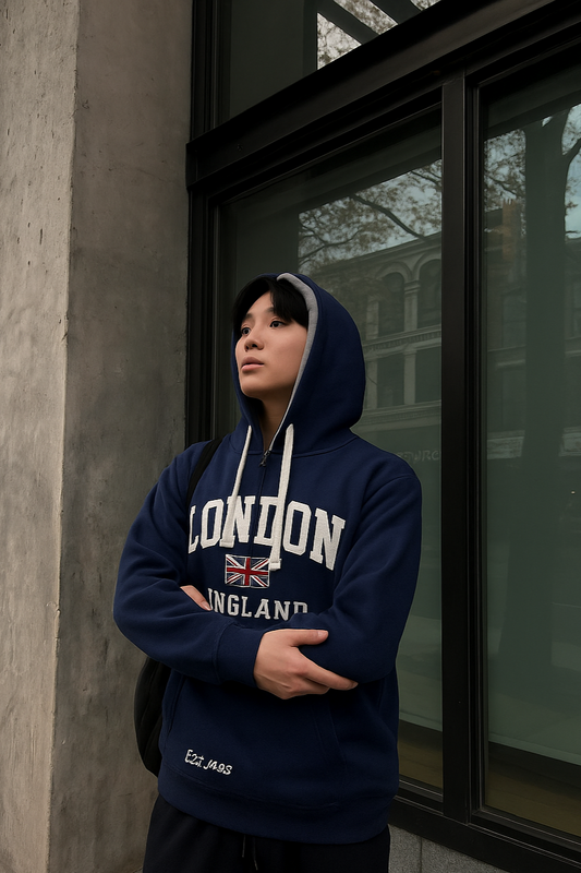 London England Appliqué  Hooded Sweatshirt Unisex