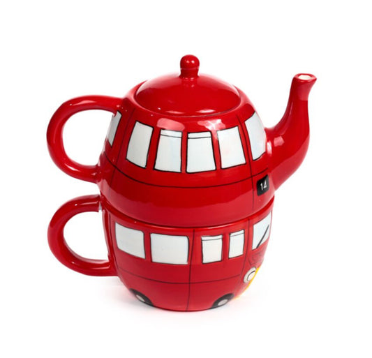 London Icons Red Routemaster Bus Ceramic Teapot & Cup Set for 1