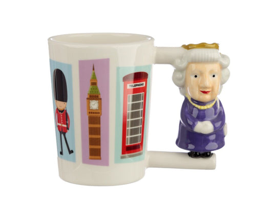 London Souvenir Queen Ceramic Shaped Handle Mug