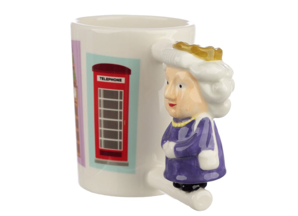 London Souvenir Queen Ceramic Shaped Handle Mug