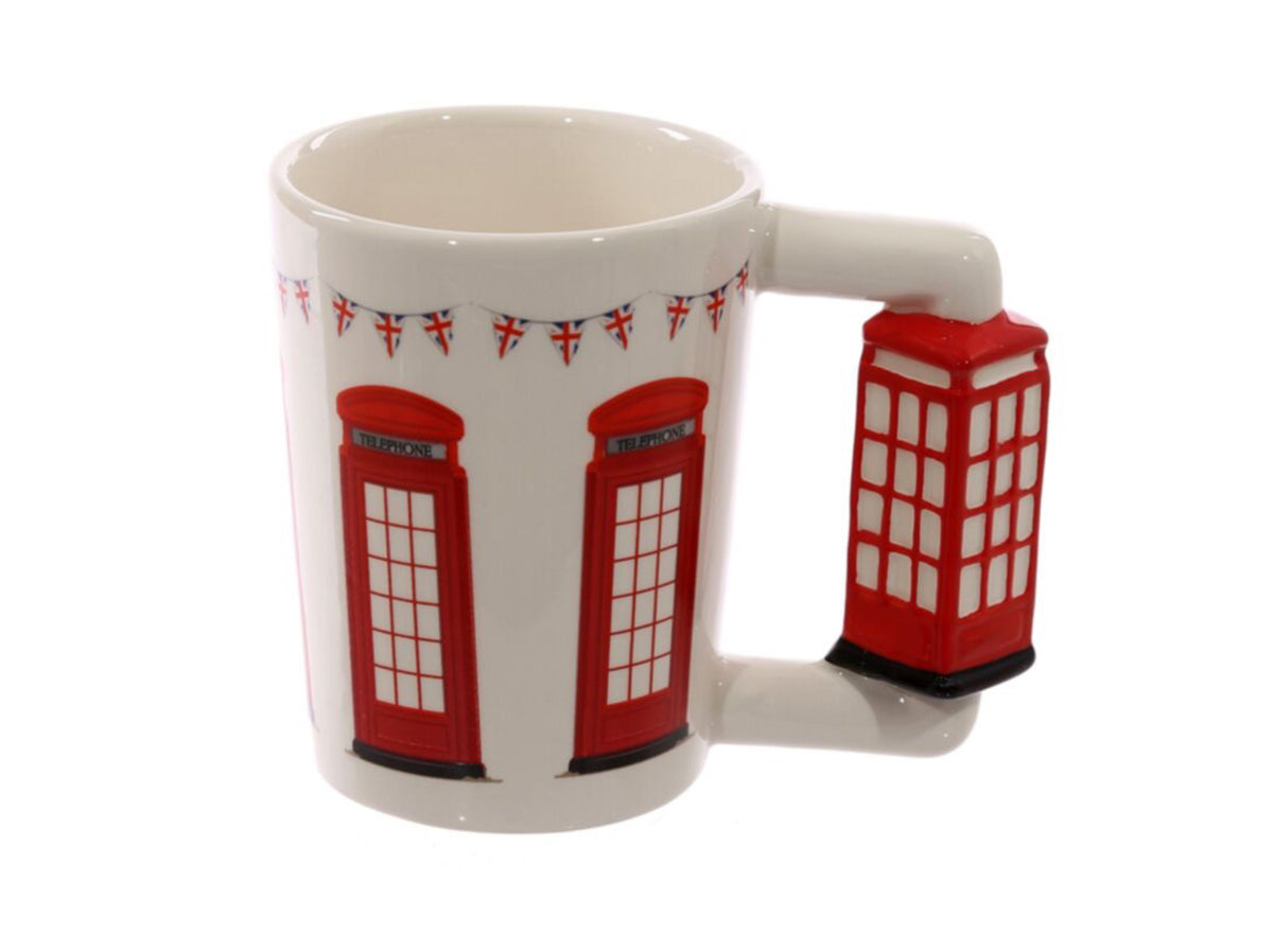 London Icons Red Telephone Box Ceramic Shaped Handle Mug with Decal