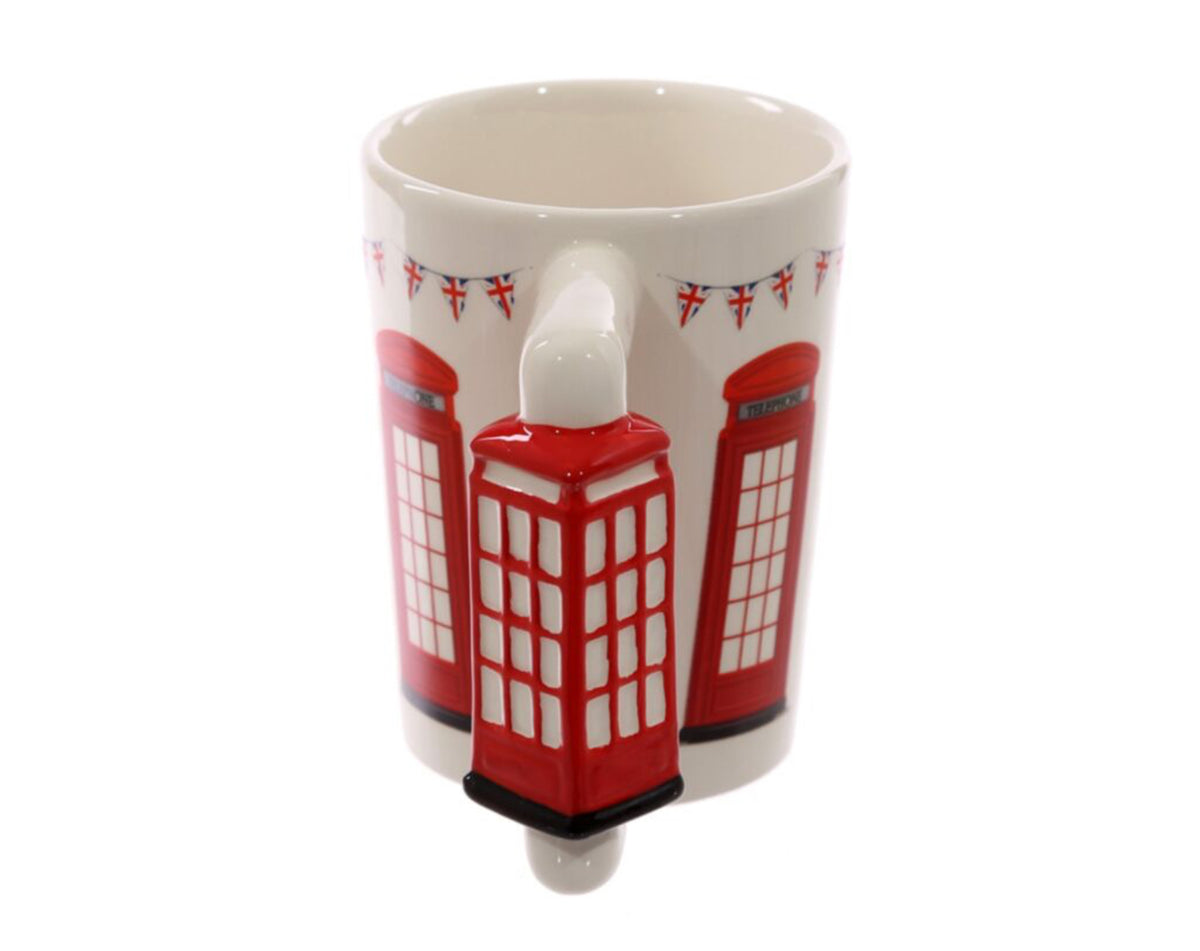 London Icons Red Telephone Box Ceramic Shaped Handle Mug with Decal