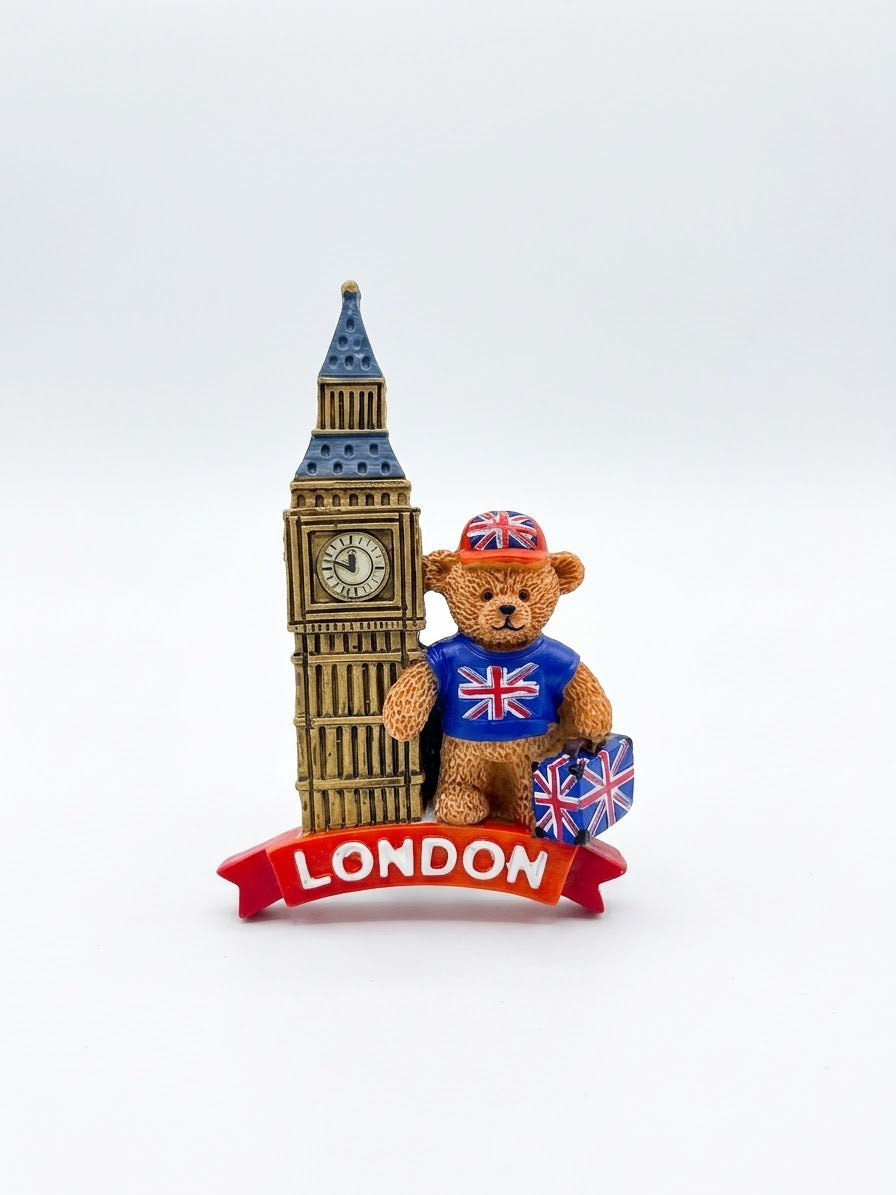 London Big Ben with bear ceramic magnet
