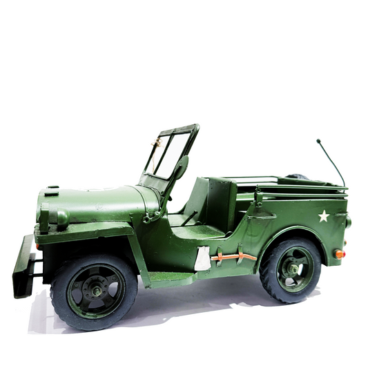 Vintage Green Safari Jeep Sculpture